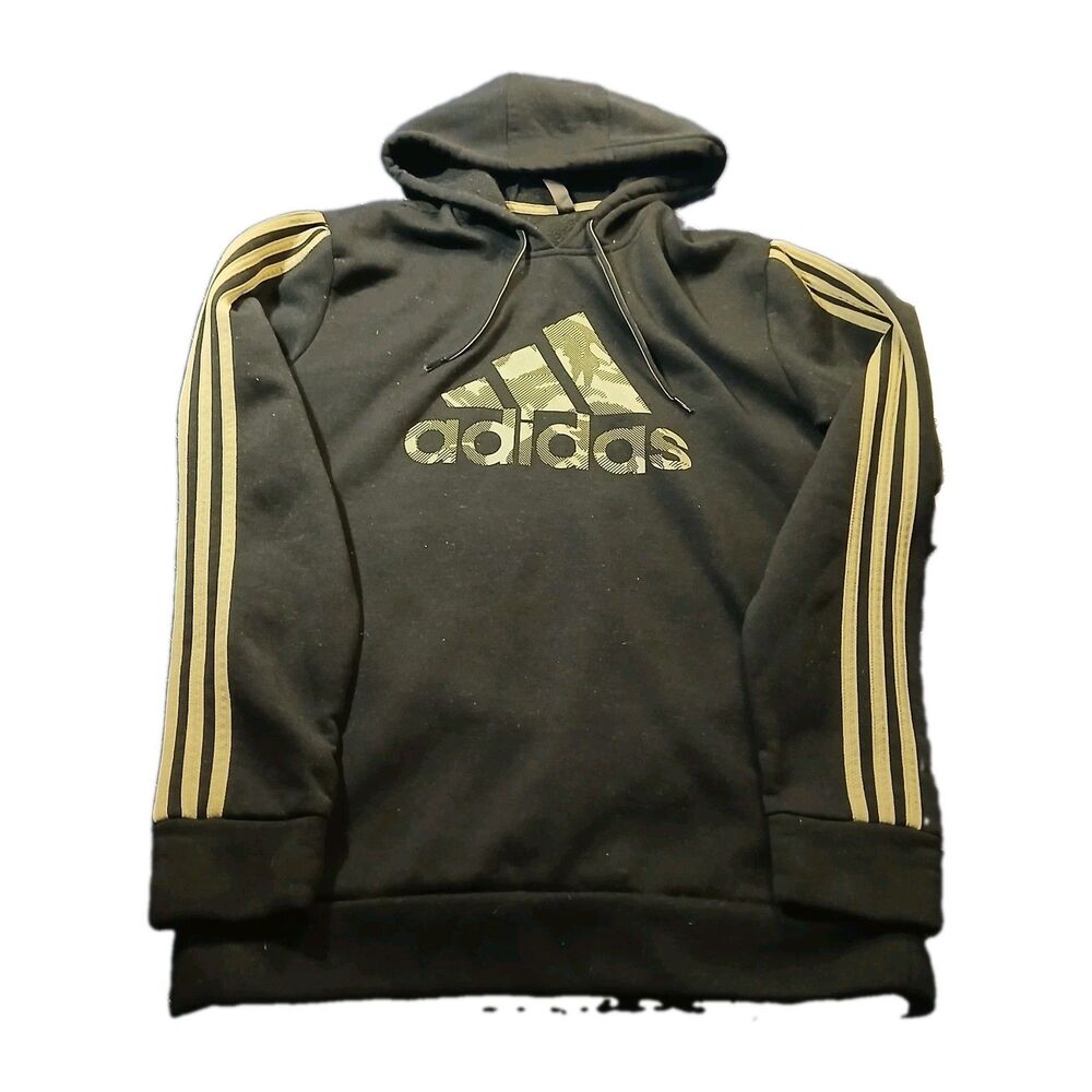 Adidas Men's Hoodie Sweatshirt Black/Camo Medium Long Sleeve